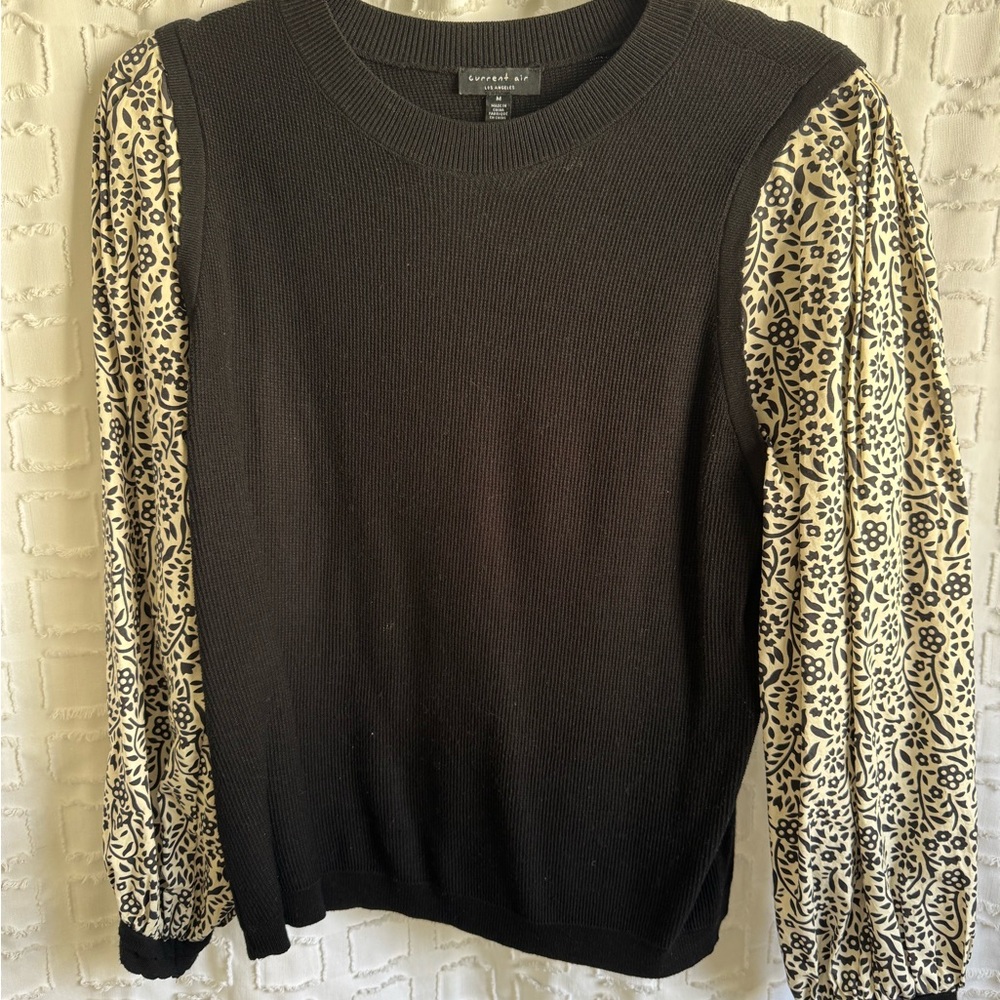 Black Sweater with Floral Sleeves